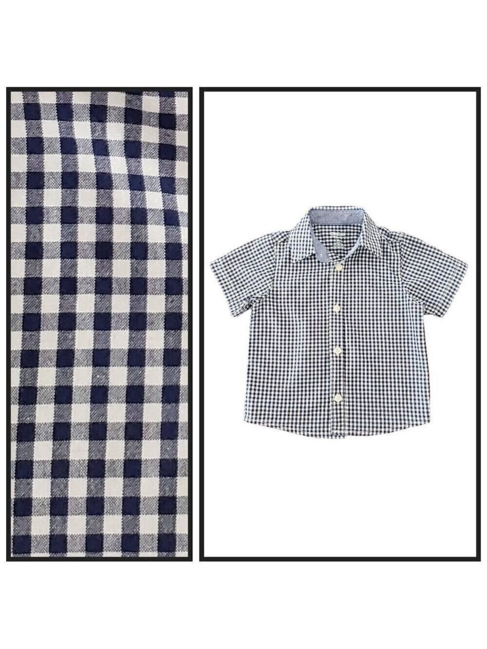 OshKosh Boys 18M Blue Gingham Button Up Shirt Short Sleeve